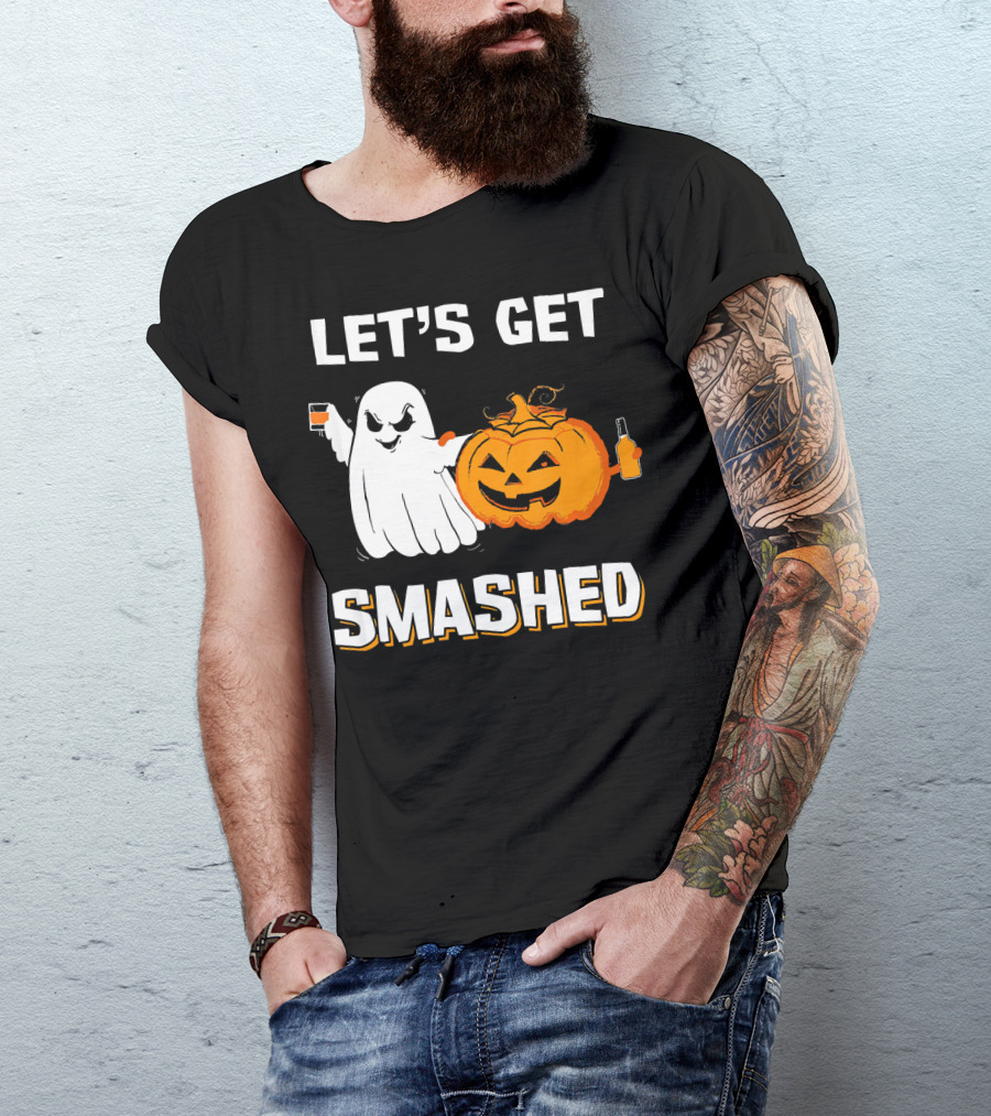 Let's Get Smashed Ghost Pumpkin Drinking T-Shirt