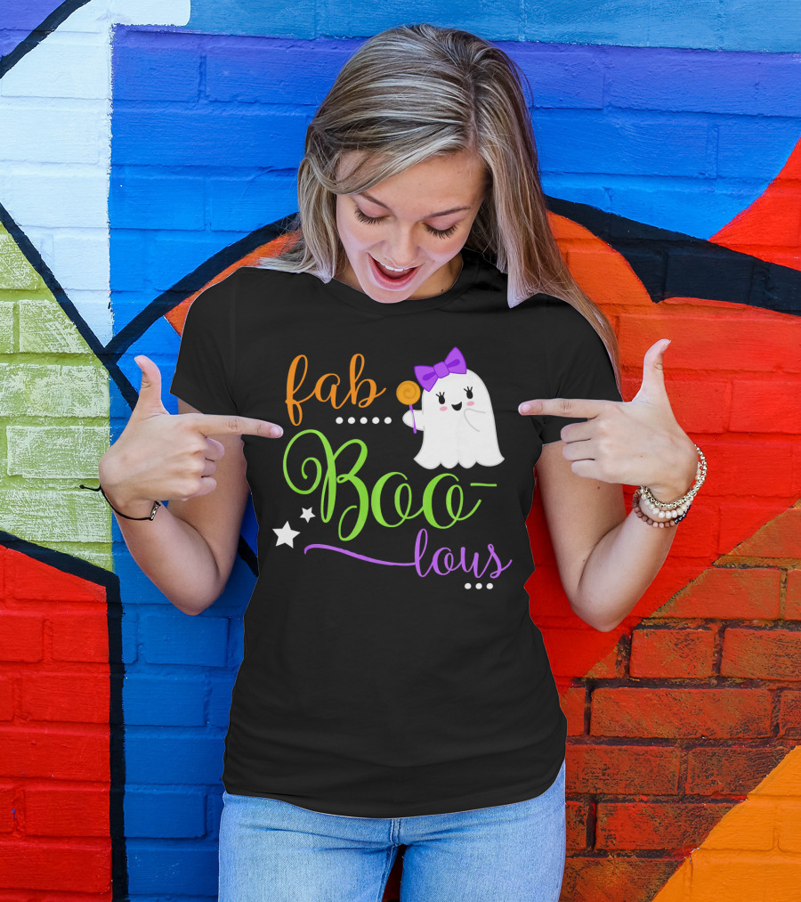 Fab Boo Lous Ghost With Bow And Stars T-Shirt