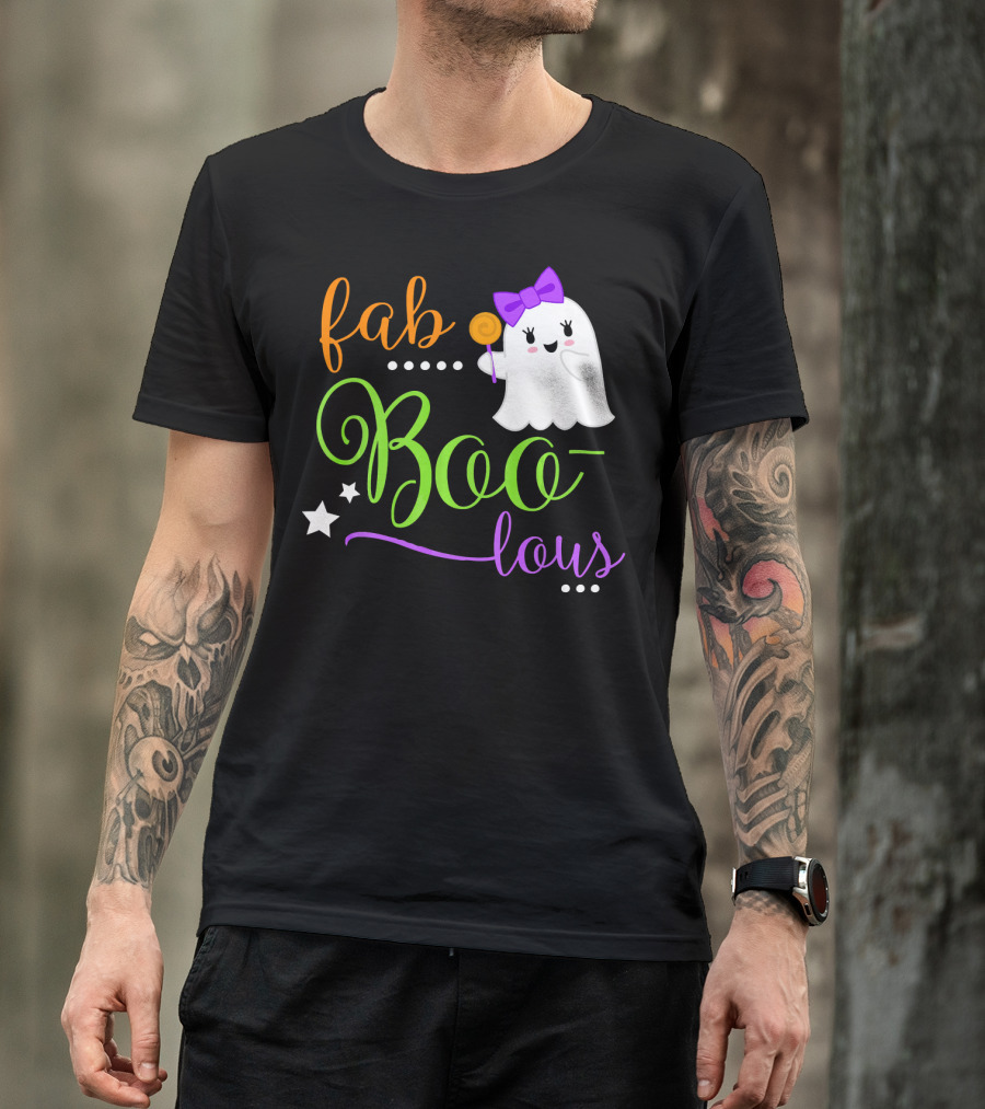 Fab Boo Lous Ghost With Bow And Stars T-Shirt