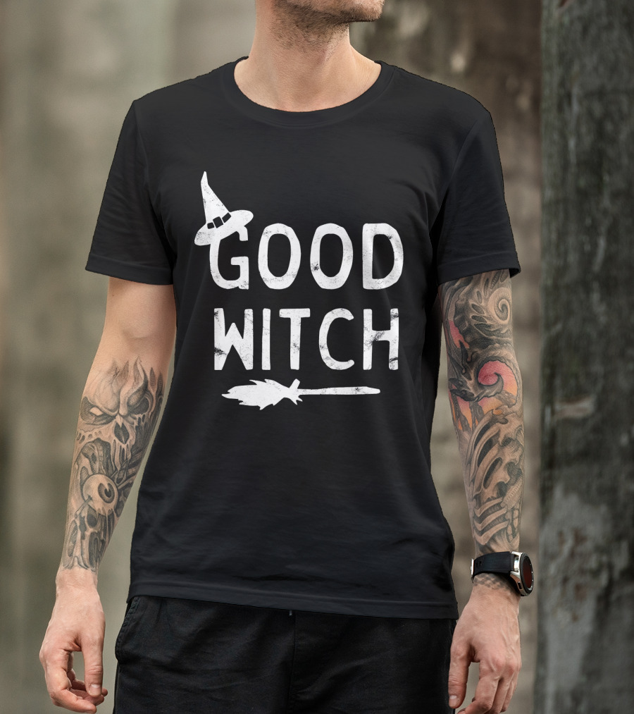 Good Witch Halloween October Witch Hat Broomstick T-Shirt