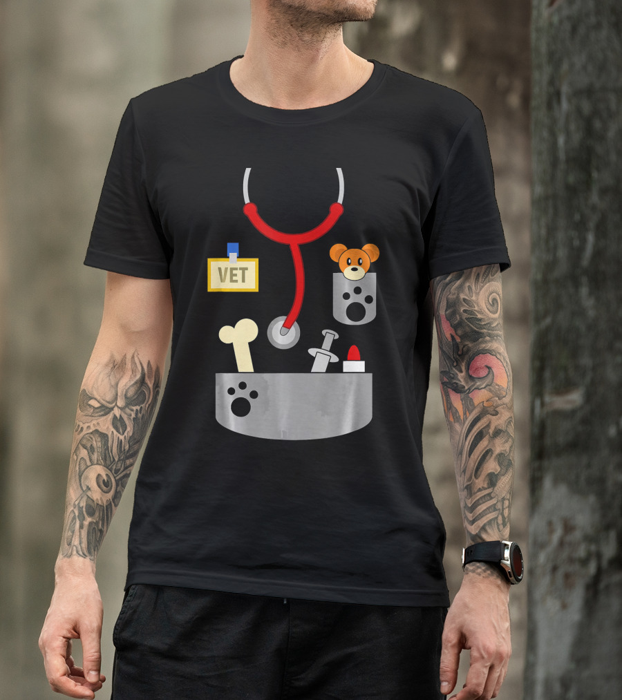 Halloween Vet Costume With Stethoscope And Plush Bear T-Shirt