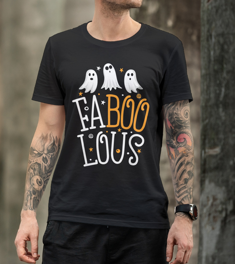 Faboolous Ghost Halloween Funny Pun With Boo And Spooky Stars T-Shirt
