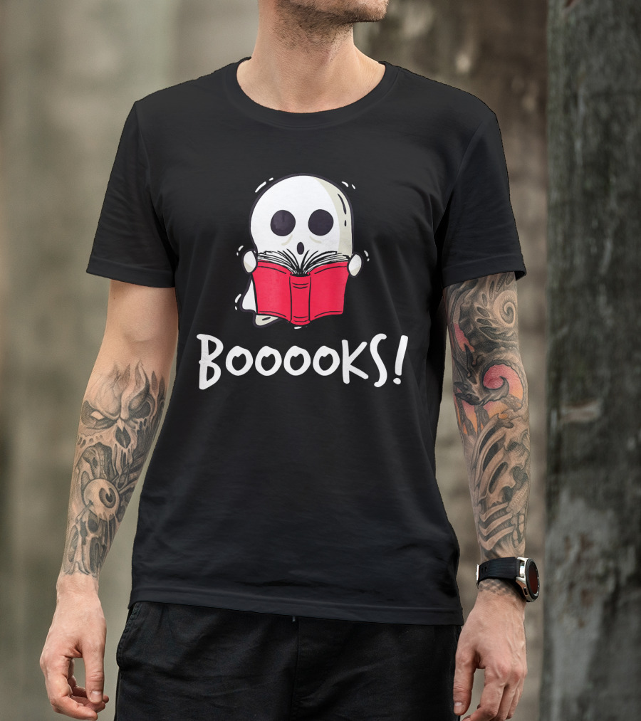 Booooks Ghost Holding Red Book T-Shirt