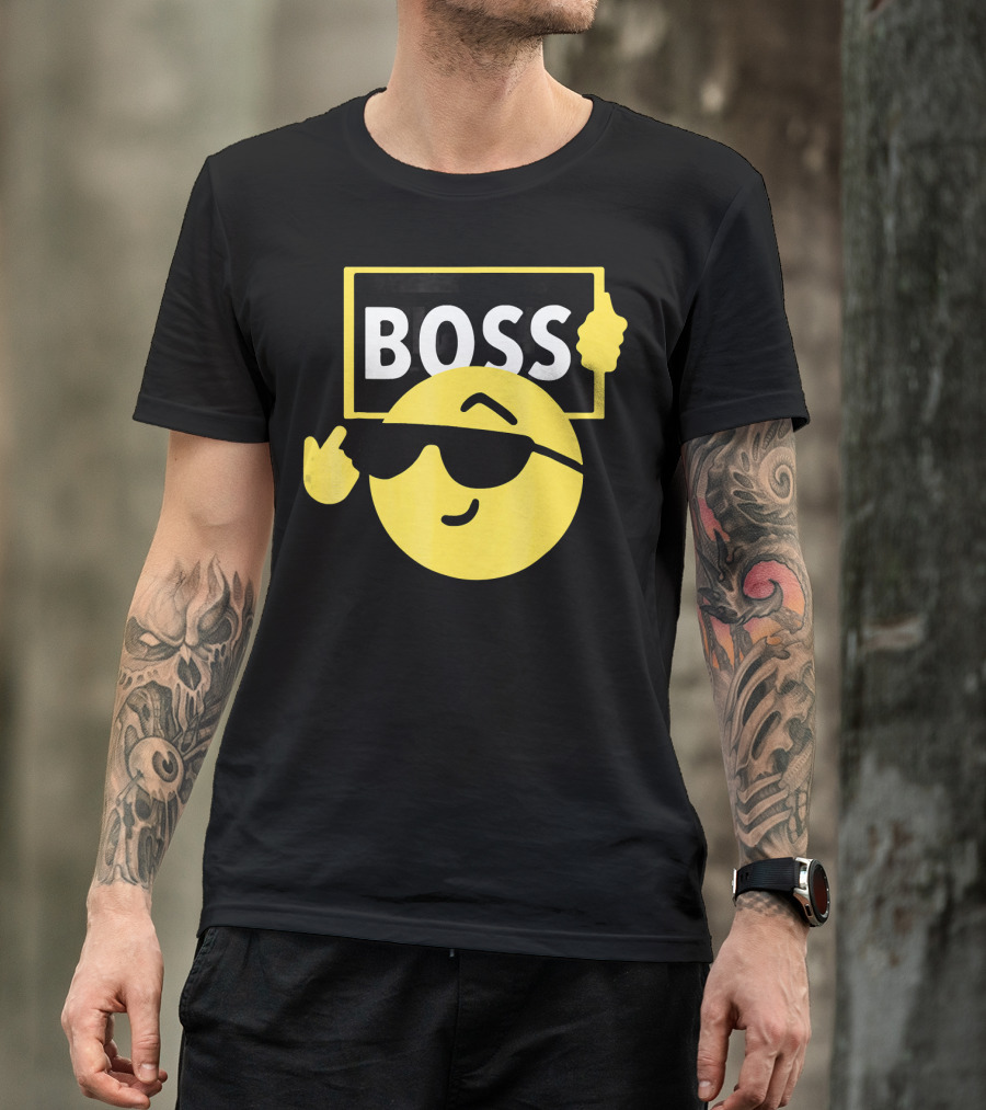 Halloween Funny Boss Emoji Sunglasses Mood T-Shirt