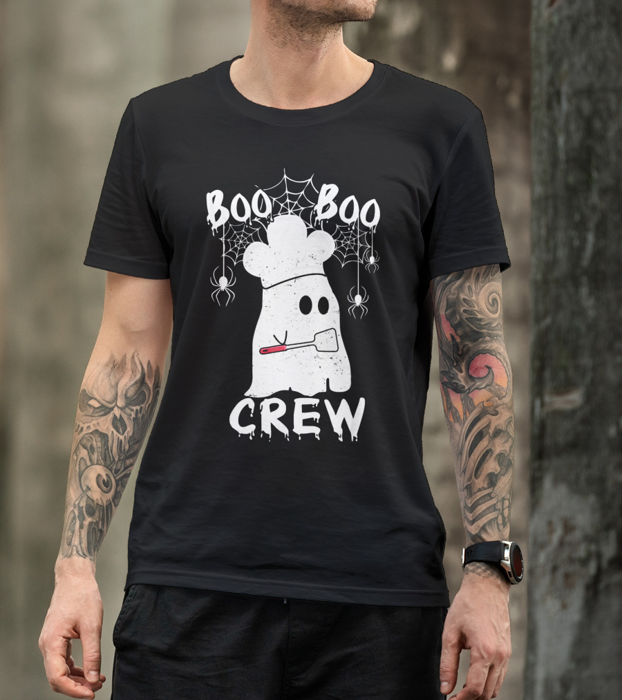 Boo Boo Crew Chef Ghost Halloween Spiders Webs T-Shirt