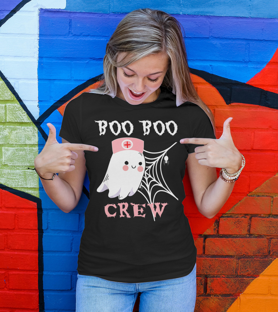 Boo Boo Crew Nurse Ghost With Web And Spider T-Shirt