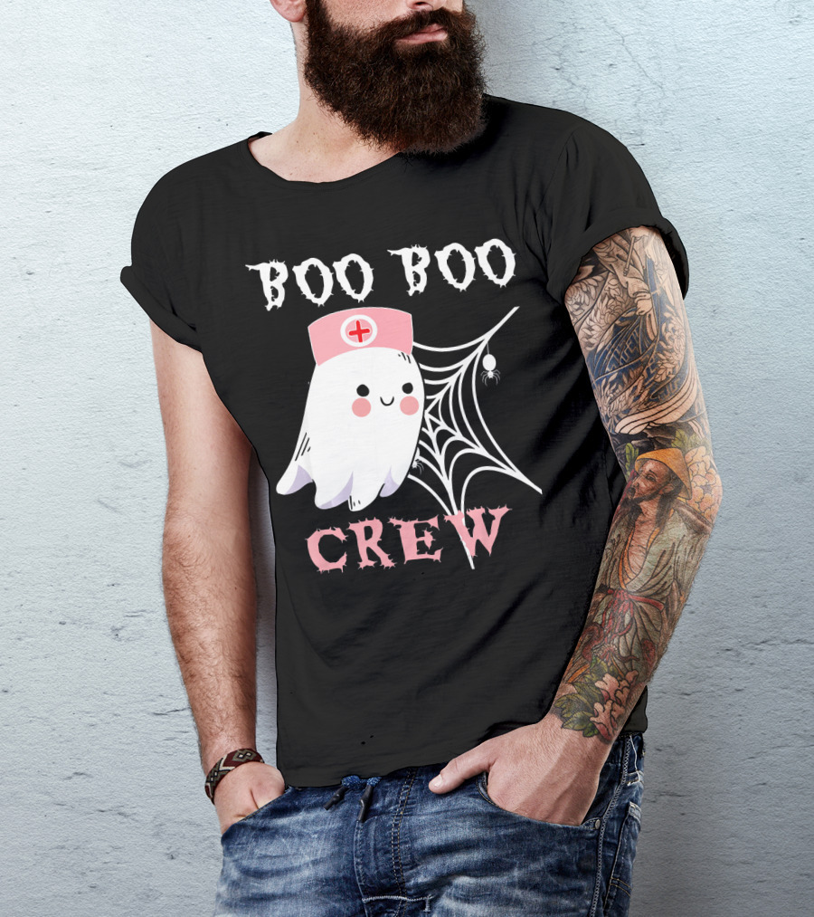 Boo Boo Crew Nurse Ghost With Web And Spider T-Shirt