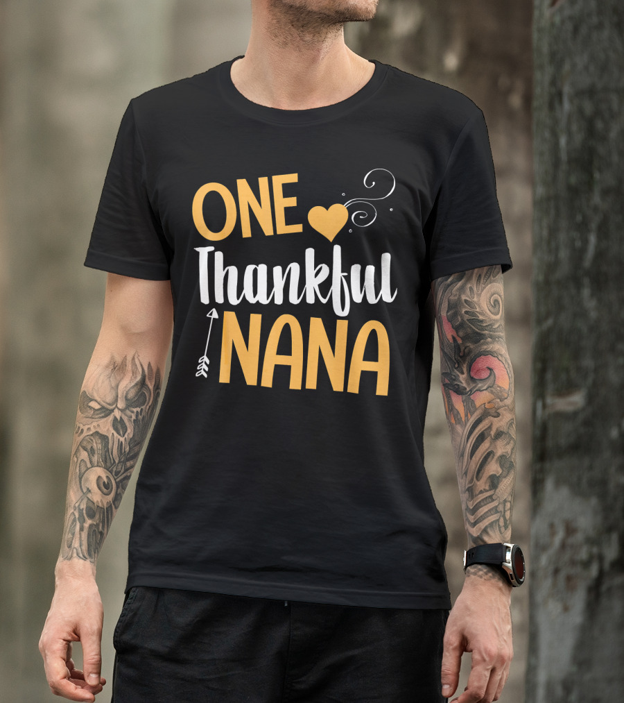 One Thankful Nana Heart Arrow Swirl T-Shirt