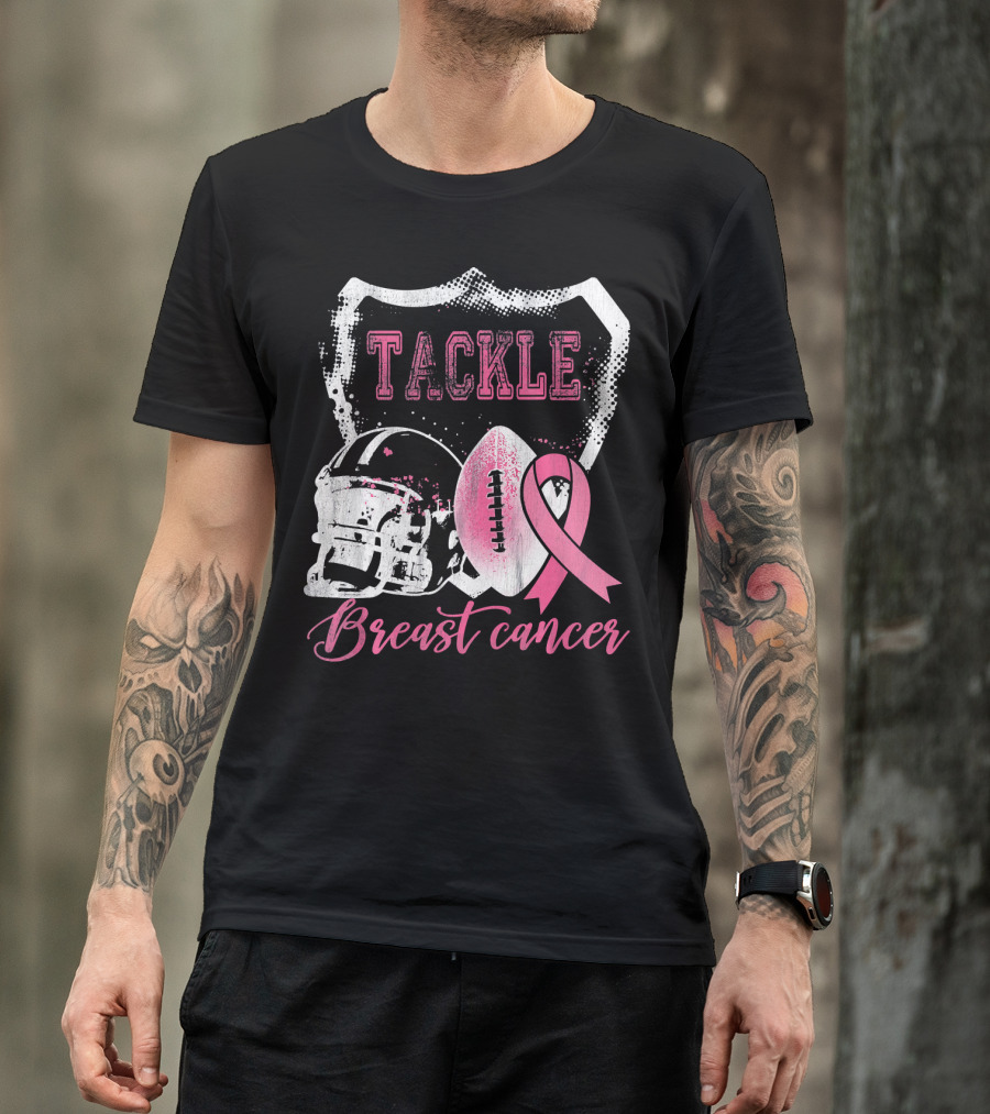 Tackle Breast Cancer Football Survivorship Awareness T-Shirt