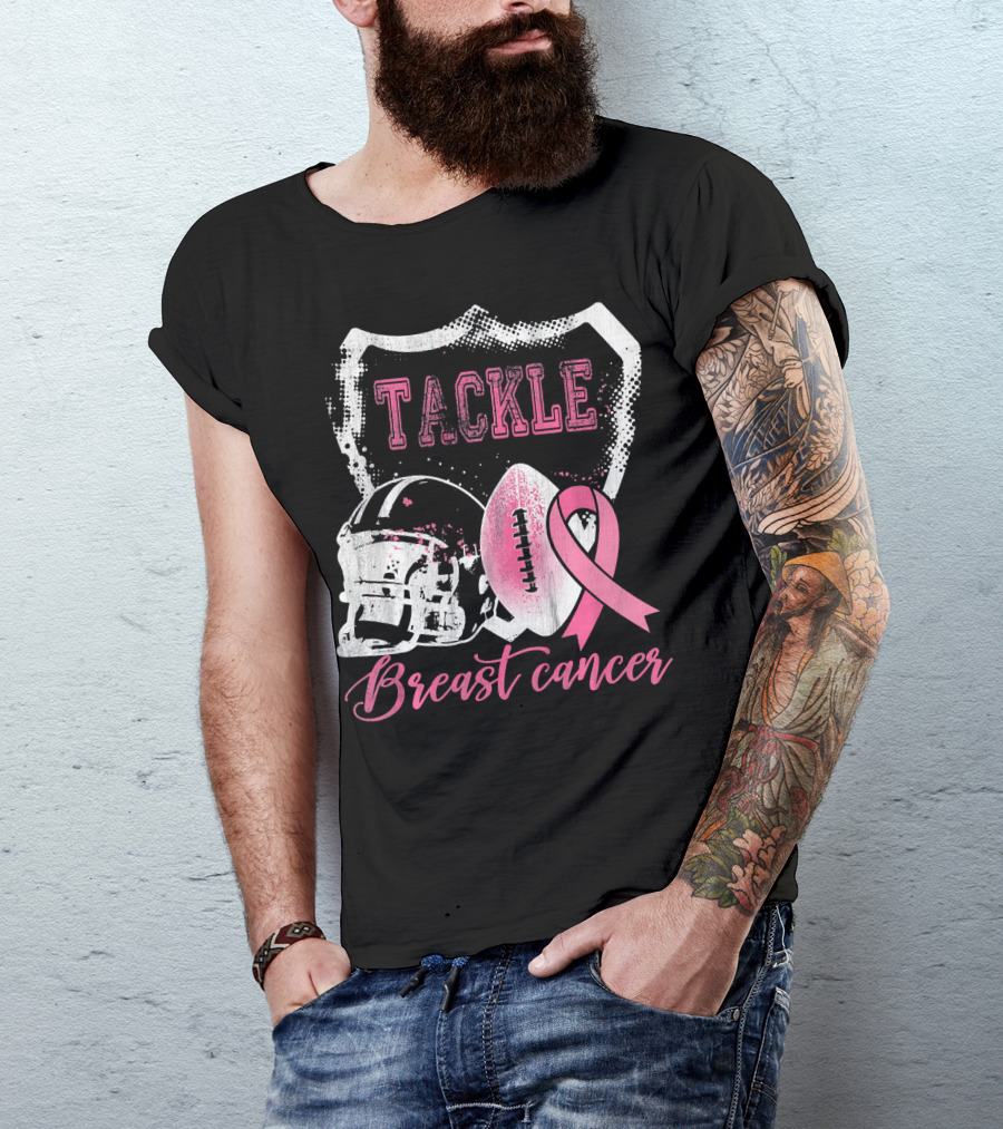 Tackle Breast Cancer Football Survivorship Awareness T-Shirt