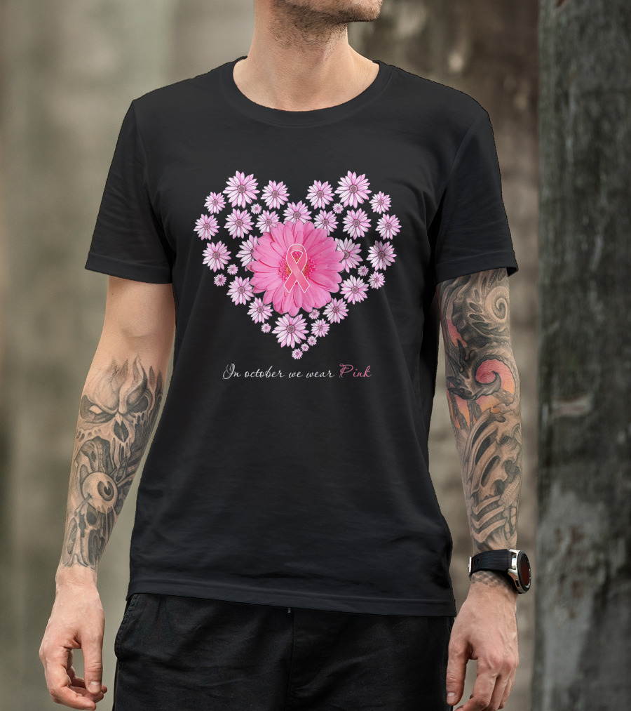 In October We Wear Pink Daisy Heart T-Shirt