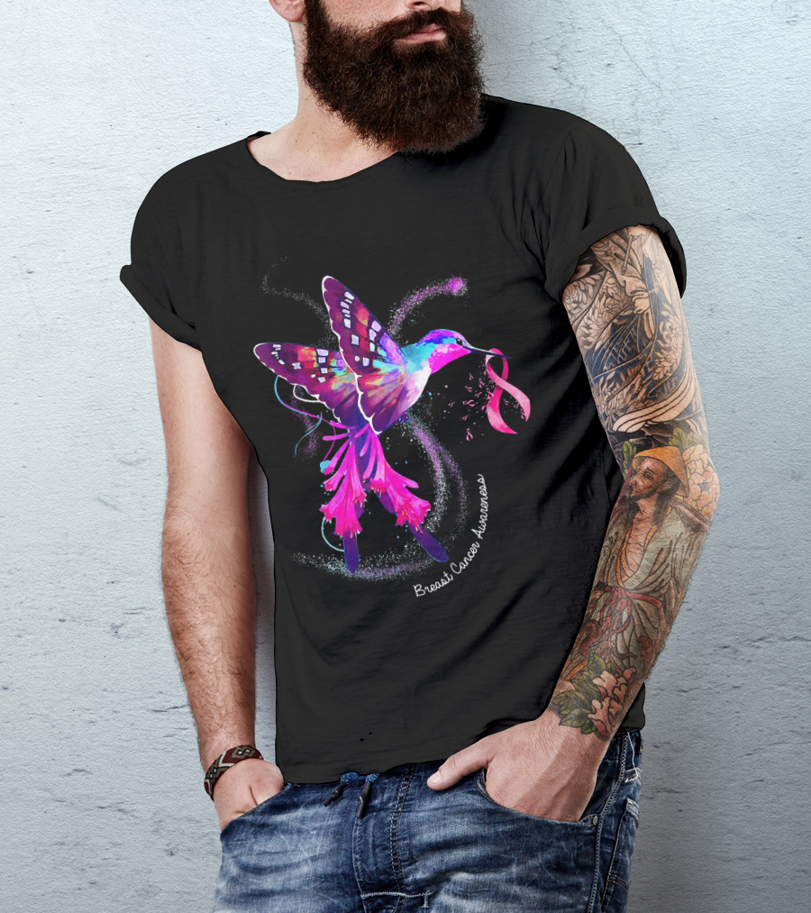 Hummingbird Breast Cancer Awareness Pink T-Shirt