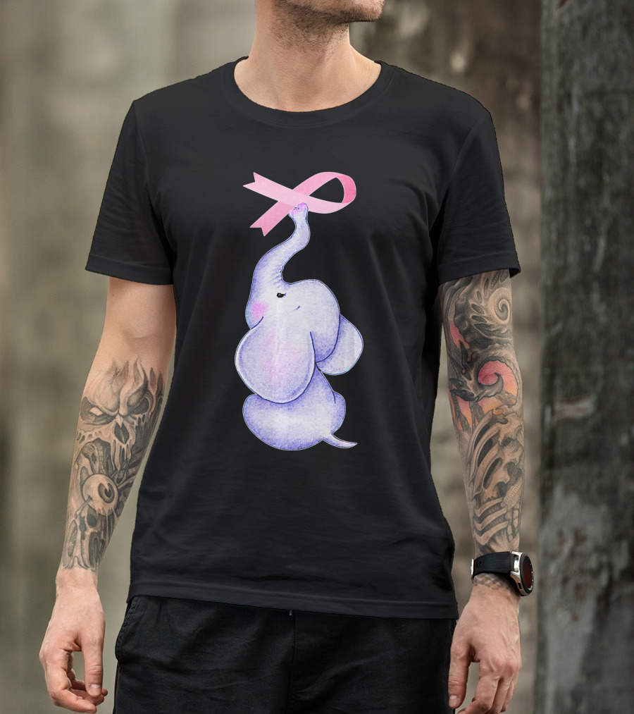 Breast Cancer Awareness Pink Ribbon Elephant T-Shirt