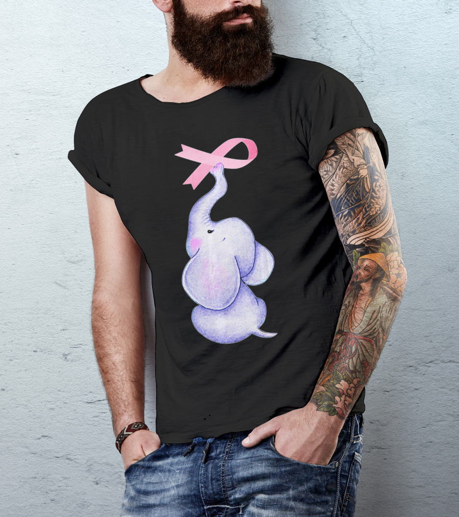 Breast Cancer Awareness Pink Ribbon Elephant T-Shirt