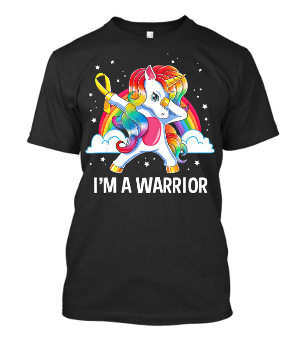 Unicorn I'm A Warrior Childhood Cancer Awareness Rainbow T-Shirt