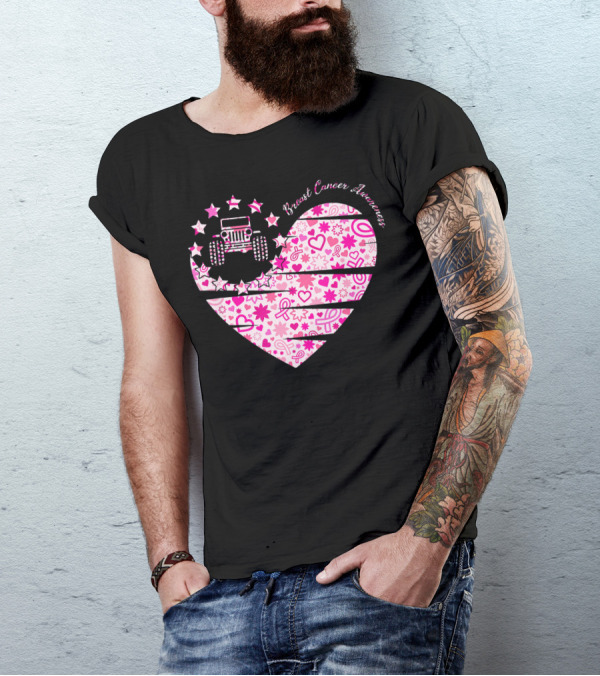 Breast Cancer Awareness Jeep Heart T-Shirt