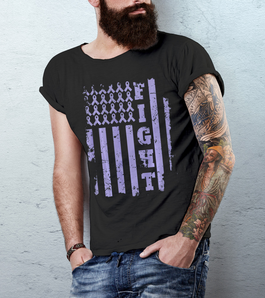 Esophageal Cancer Awareness Periwinkle Ribbon Fight Flag T-Shirt