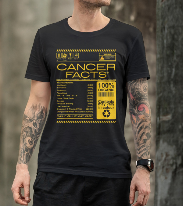 Cancer Facts Lives Intelligent Stubborn Loyal Organic Zodiac Sign T-Shirt