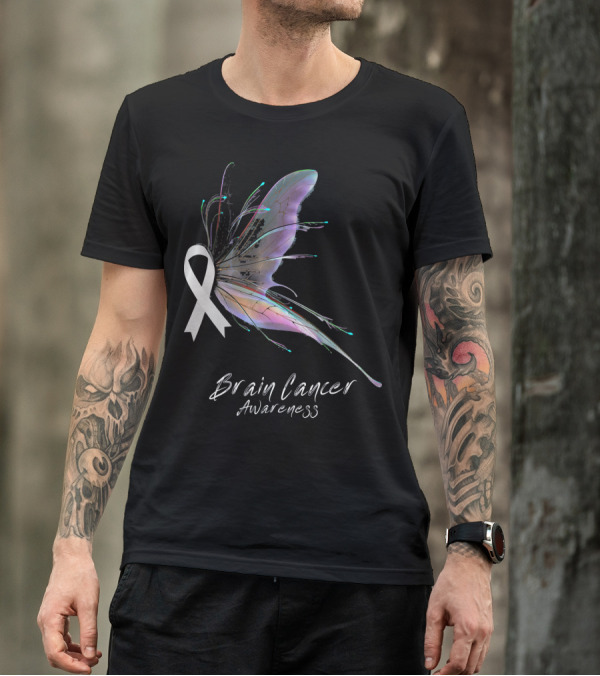 Brain Cancer Awareness Ribbon Butterfly T-Shirt