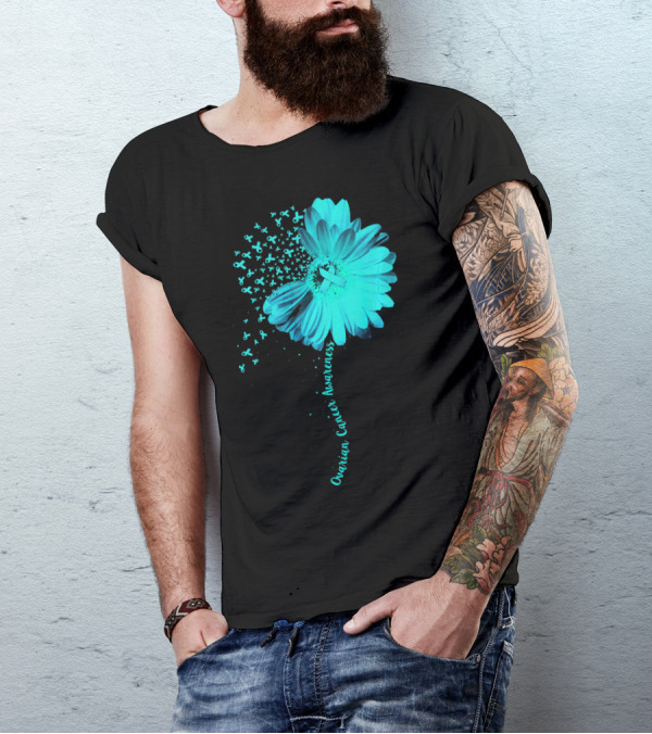 Ovarian Cancer Awareness Sunflower Ribbon Blossoms T-Shirt