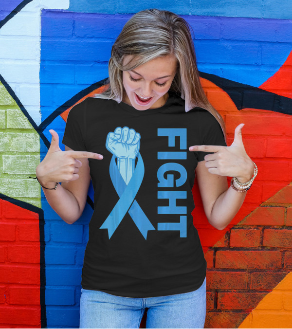 Fight Support Colon Cancer Awareness Rib Symbol Fist T-Shirt
