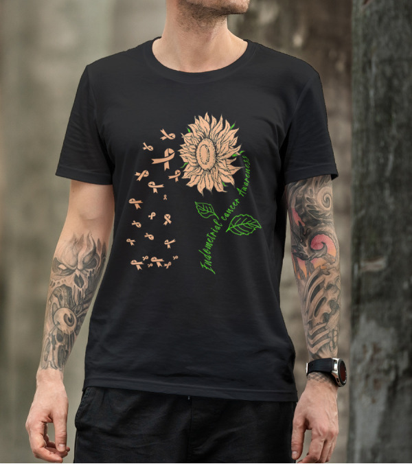 Sunflower Endometrial Cancer Awareness Ribbon Blossoms T-Shirt