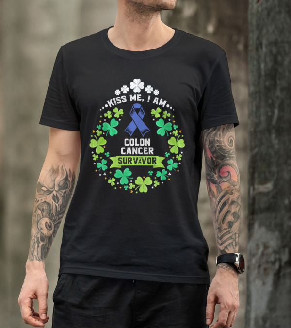 Kiss Me I Am Colon Cancer Survivor St. Patrick's Day Awareness T-Shirt