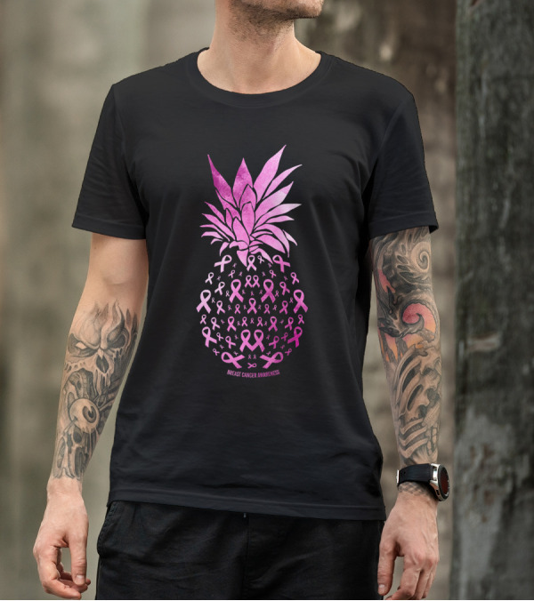 Be A Pineapple Stand Tall Breast Cancer Awareness Pink Ribbons T-Shirt