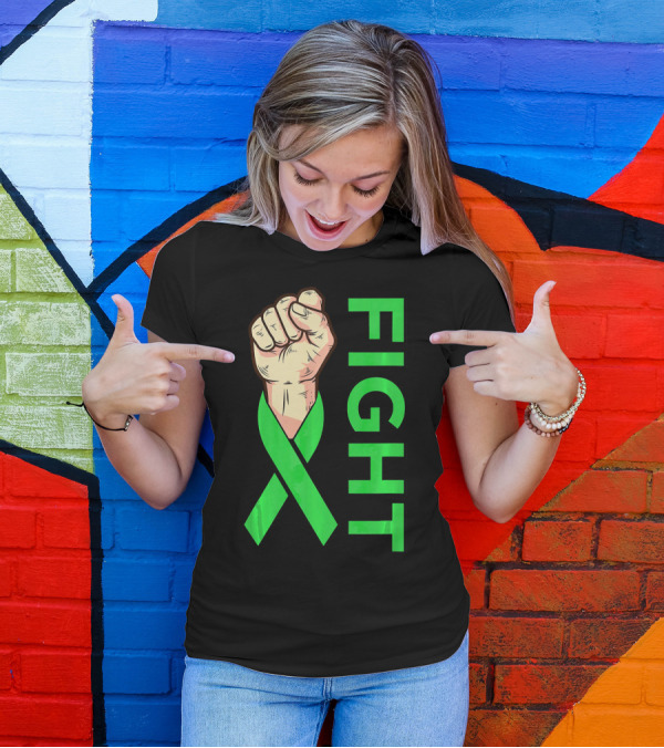 Fist Fight Bile Duct Cancer Green Ribbon Gallbladder T-Shirt