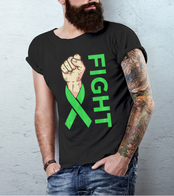 Fist Fight Bile Duct Cancer Green Ribbon Gallbladder T-Shirt