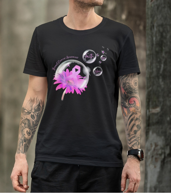 Breast Cancer Awareness Faith Hope Love Flower T-Shirt