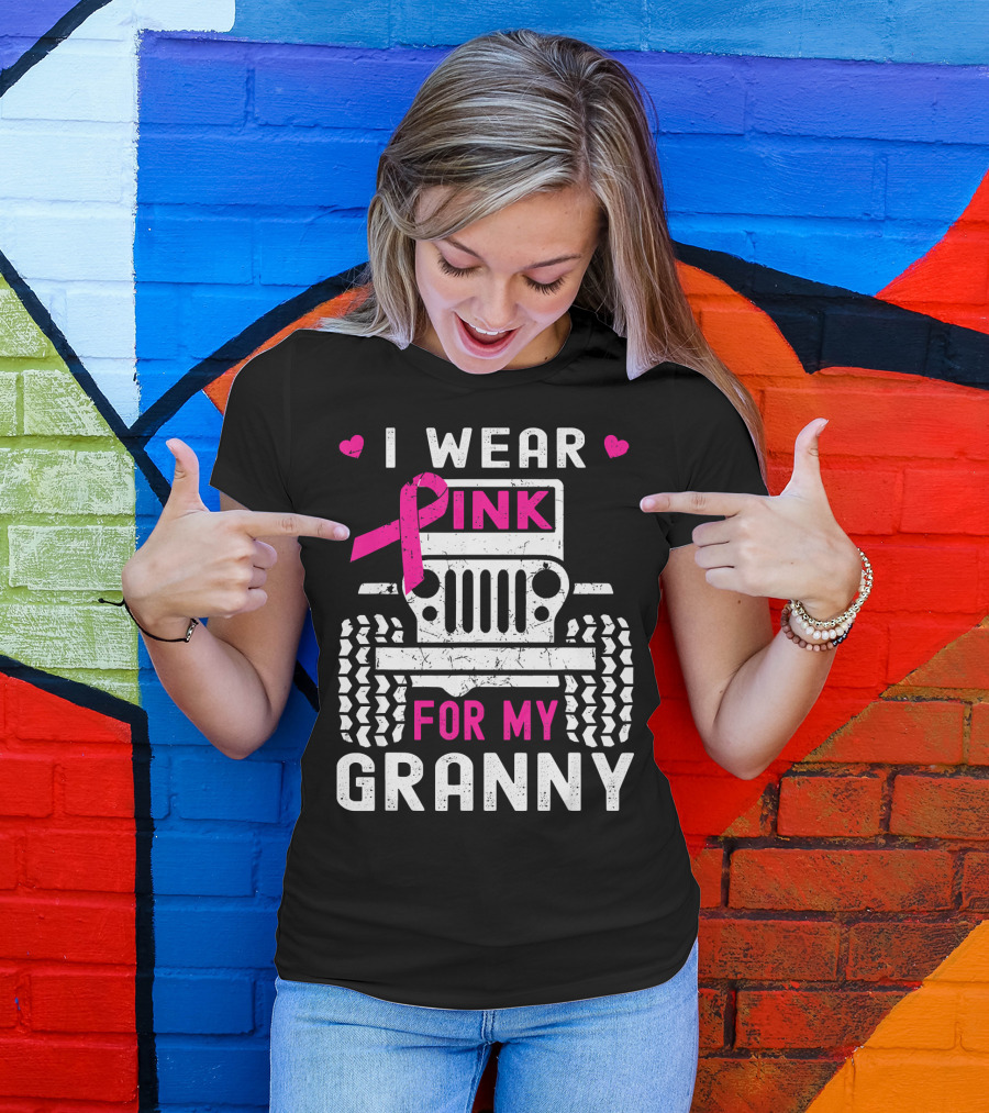 I Wear Pink For My Granny Jeep Breast Cancer Awareness T-Shirt