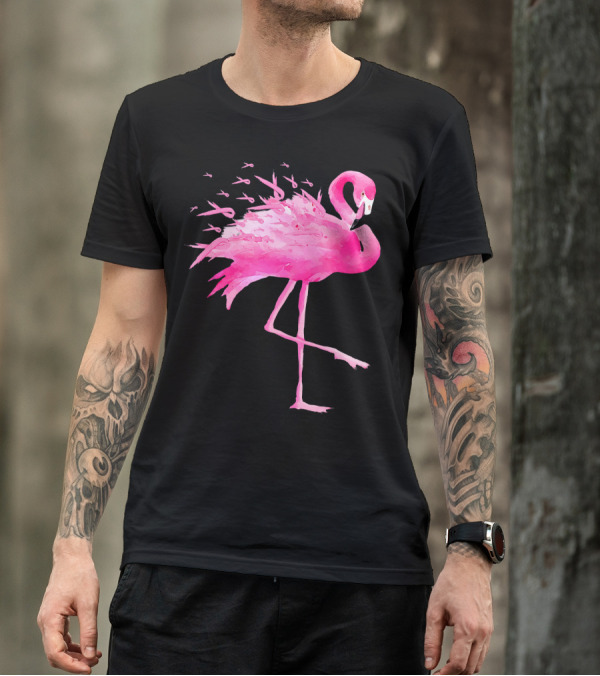 Flamingo Pink Ribbon Breast Cancer Awareness T-Shirt