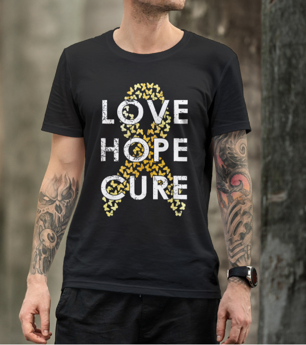 Childhood Cancer Awareness Love Hope Cure Butterflies T-Shirt