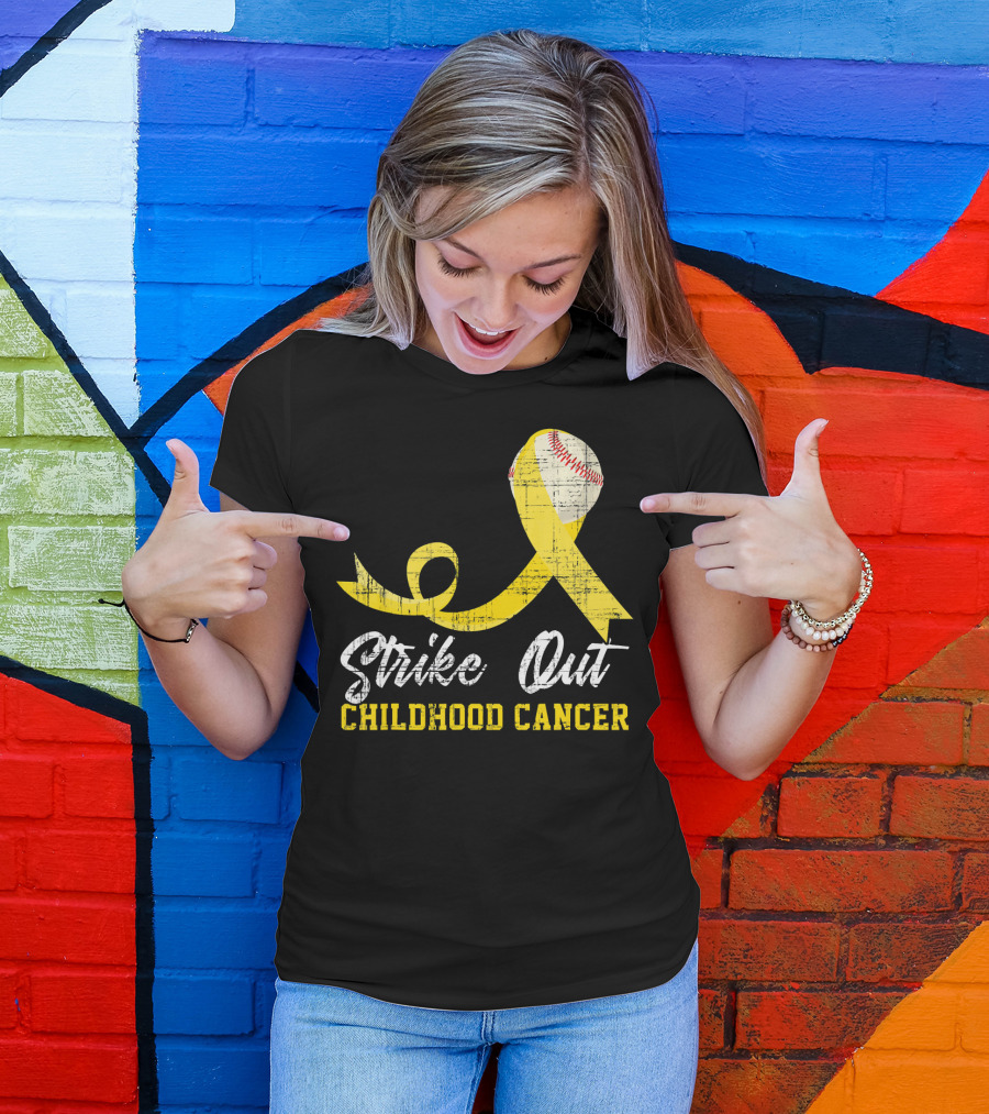 Strike Out Childhood Cancer Baseball Awareness T-Shirt