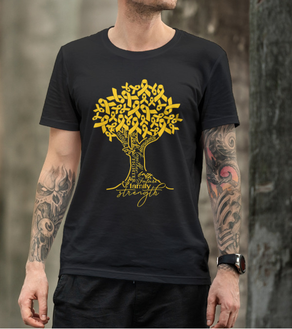 Appendix Cancer Awareness Amber Ribbon Hope Courage Strength Family Cure Love Fighter Survivor Determination Future T-Shirt