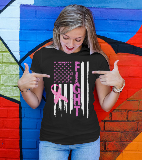 Fight Pink Ribbon Relay For Life Day Flag T-Shirt