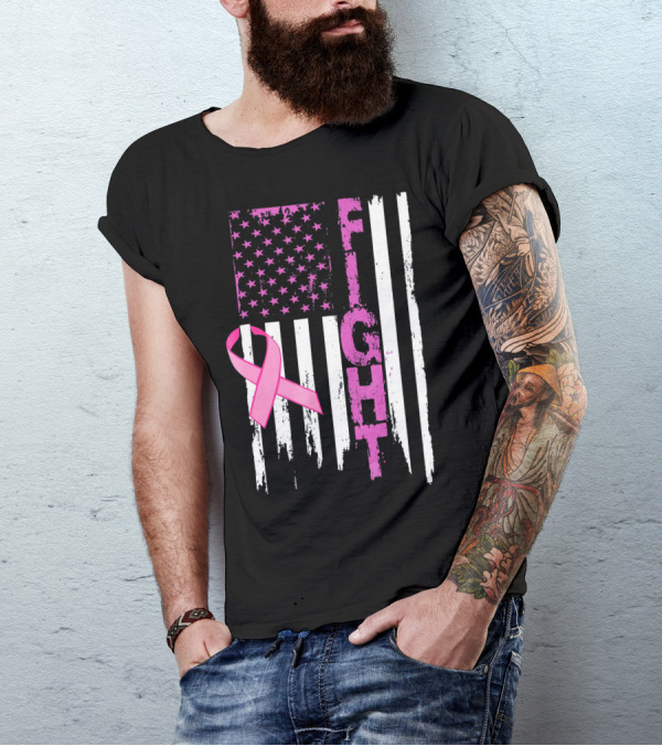 Fight Pink Ribbon Relay For Life Day Flag T-Shirt