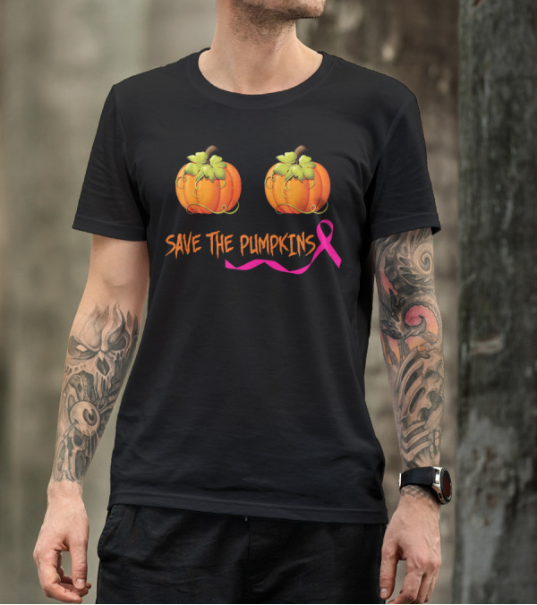 Save The Pumpkins Support Breast Cancer Awareness Pink T-Shirt
