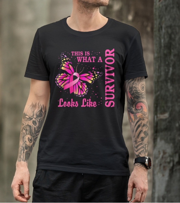 This Is What A Survivor Looks Like Brea Butterfly Pink T-Shirt