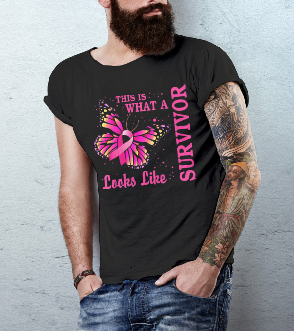 This Is What A Survivor Looks Like Brea Butterfly Pink T-Shirt