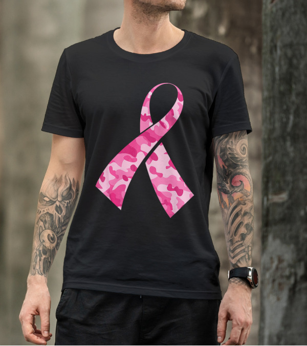 Pink Camouflage Ribbon Breast Cancer Awareness Month T-Shirt
