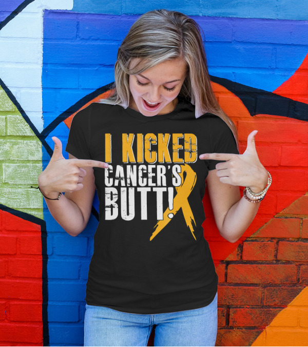 I Kicked Cancer's Butt Childhood Cancer Awareness Survivor T-Shirt