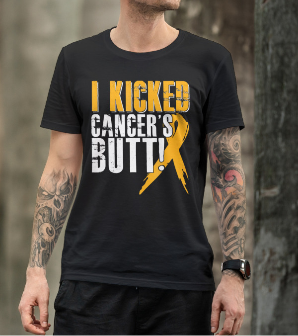 I Kicked Cancer's Butt Childhood Cancer Awareness Survivor T-Shirt