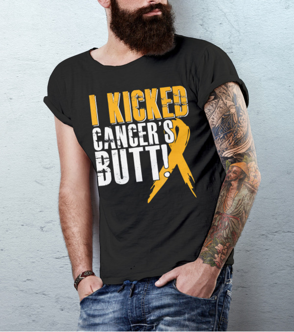 I Kicked Cancer's Butt Childhood Cancer Awareness Survivor T-Shirt