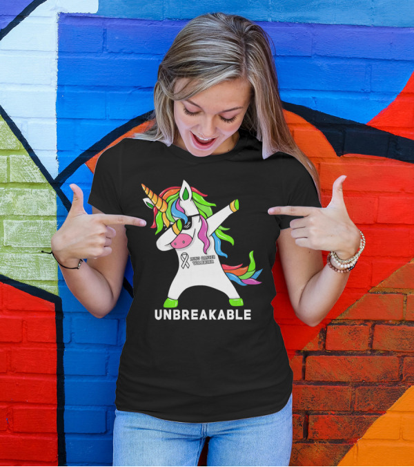 Unbreakable Lung Cancer Awareness Unicorn Warrior T-Shirt