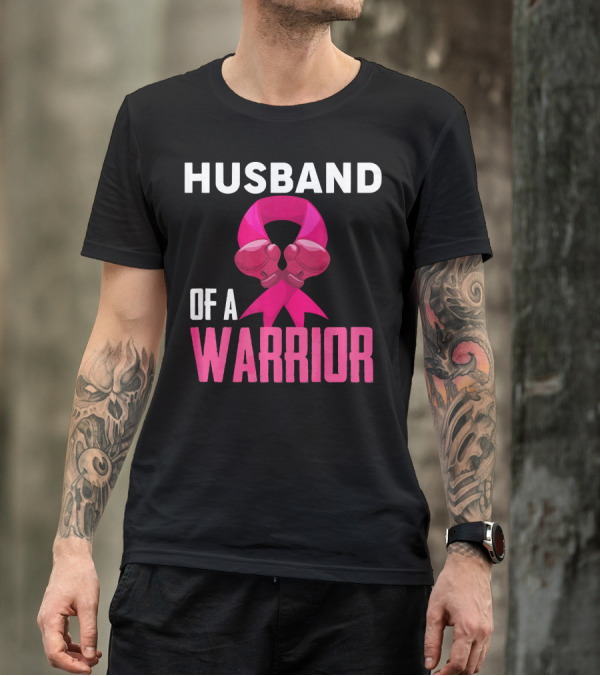 Husband Of A Warrior Breast Cancer Awareness Boxing Gloves T-Shirt