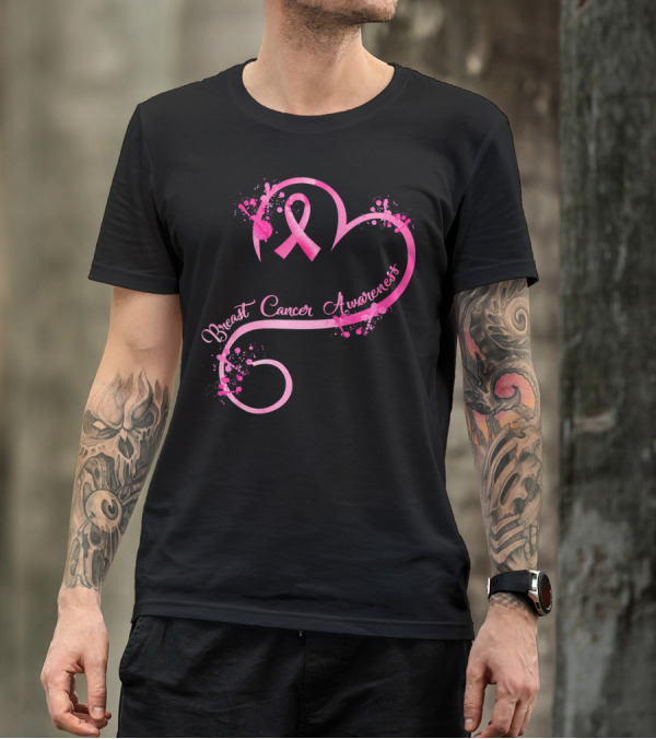 Heart Pink Ribbon Breast Cancer Awareness T-Shirt