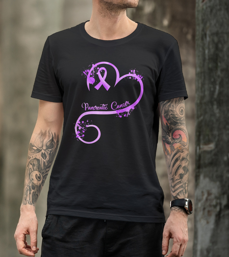Heart Ribbon Pancreatic Cancer Awareness T-Shirt