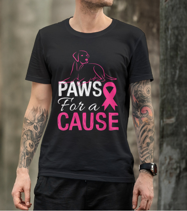 Paws For A Cause Breast Cancer Awareness Pink T-Shirt